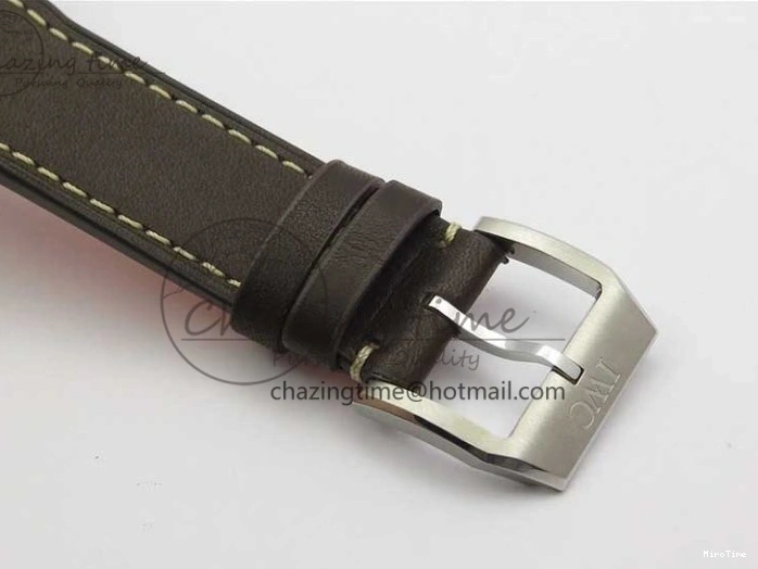 MIROTIME 0224 Original Pilot IW326803 SS MK 1:1 Best Edition Black Dial on Brown Leather Strap MIYOTA 7146